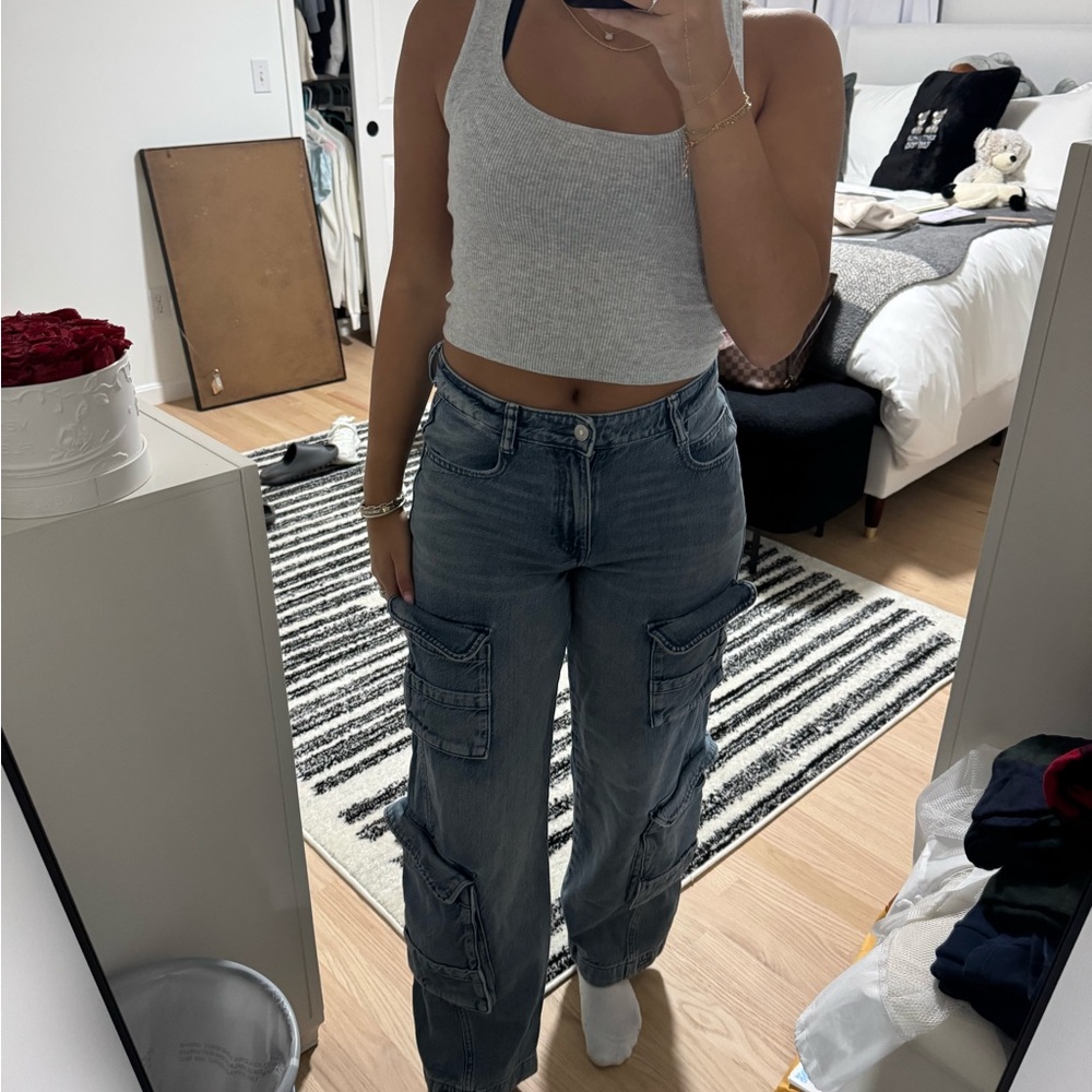 Zara Blue Cargo Jeans